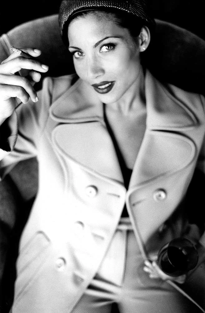 Black and white editorial style personal branding portrait of a fashion professional in Copenhagen